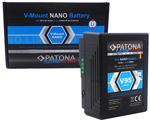 Patona Platinum V95 Nano V-Mount Akku D-Tap/Ersatz-Akku mit 95 Wh passend für Sony V-Mount Kameras - 144555