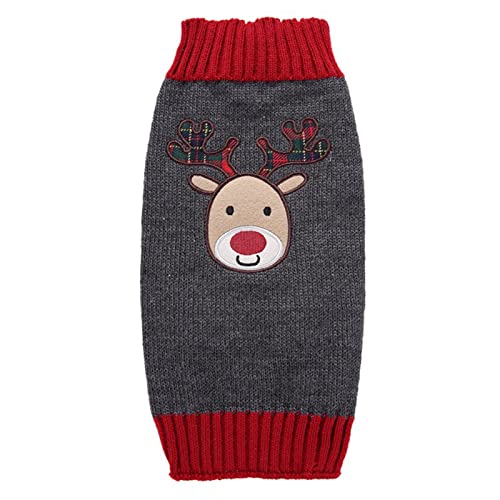 Pet Christmas Sweater Holiday Puppy Costume Sweater Pet Clothes Pet Clothes for Small Dogs Boy (Grey, M) (Color : Gray, Size : S)