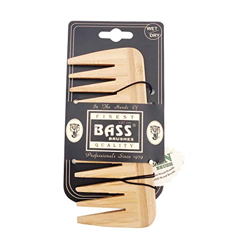 Large Wide Tooth Wood Comb By Bass Brushes 6X2.5 inch by Bass Brushes