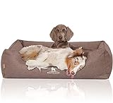 Knuffelwuff Orthopädisches Hundebett Wippo aus Velours mit Handwebcharakter Übergröße XXXL 155 x 105cm Potatoe - abnehmbarer Bezug - waschbar - für große, mittelgroße und kleine Hunde