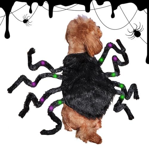 Beleuchtetes Spinnen-Hundekostüm | Realistisches Spinnen-Kostü mit Lichtern, Halloween-Dekoration für Halloween-Party, Festivalumzug, Themenparty, Foto-Requisiten Zurego