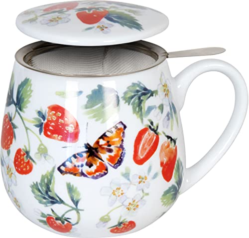 Teebecher 'My favourite tea - Strawberry', mit Sieb & Deckel, 420 ml Könitz Multicolor
