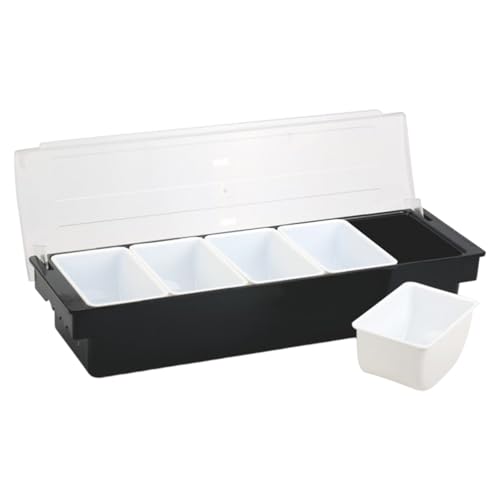 Gewürzbox, Gewürzbox, Obst-Gemüse-Gewürzbehälter mit Deckel, Spenderschale, Kunststoff-Eiscreme-Salat-Bar-Organizer für Restaurantbedarf 5Gitter