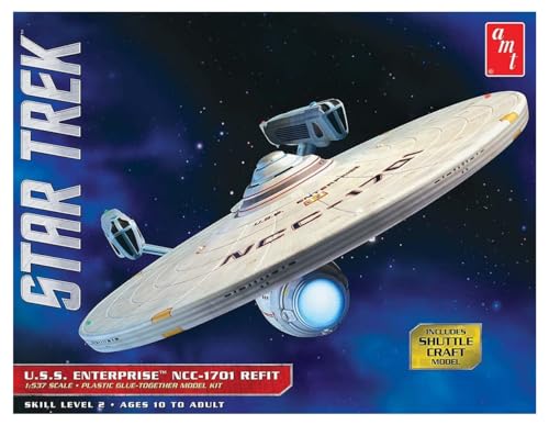 Round2 AMT1080/06 1/537 Star Trek USS Enterprise Refit Plastikmodellbausatz, Modelleisenbahnzubehör, Hobby, Modellbau, Mehrfarbig