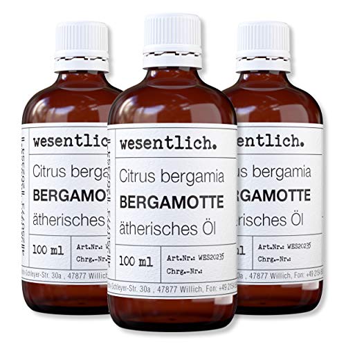 wesentlich. Bergamotte - ätherisches Öl - 100% naturrein (Glasflasche) - u.a. für Duftlampe und Diffuser (3x100ml)