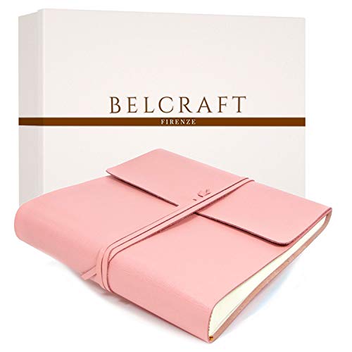 Dolci Babyalbum Leder, Fotoalbum, Elegantes Geschenk mit Geschenkbox, Handgearbeitet in klassischem italienischem Stil, Pink