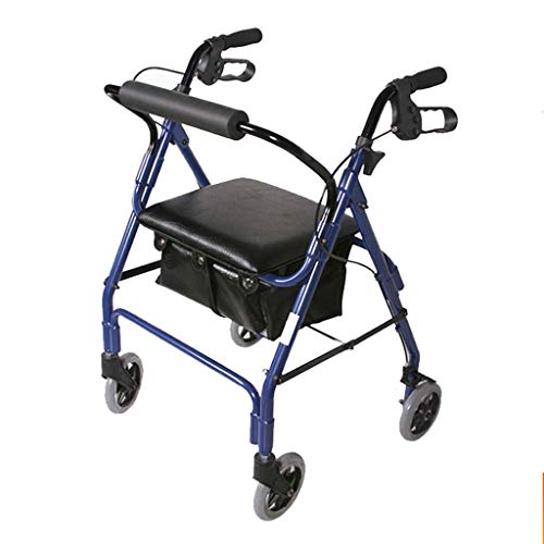 Rollstuhl-Gehhilfe, Rollatoren Ältere Gehhilfe Einkaufswagen Weicher Sitz Aluminiumlegierung Gehgestell Zusammenklappbarer Rutschfester Gehstock Mit Krankenhaus