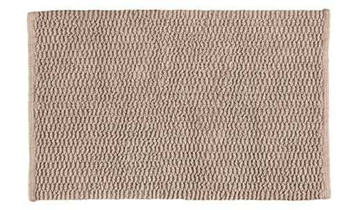 WENKO Badteppich Mona Nude - Badvorleger mit trendiger Oberflächenstruktur, rutschhemmende Beschichtung, waschbar, Baumwolle, 50 x 80 cm, Taupe
