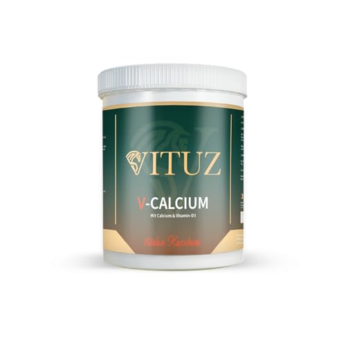 VITUZ V-Calcium - Premium Calcium-Ergänzung für Starke Knochen und Gesundheit von Pferden | mit Vitamin D3, Vitamin K3, Vitamin C und Cholin - 1Kg
