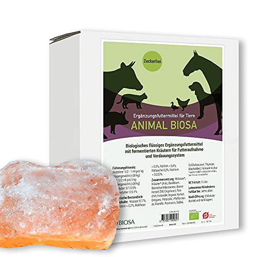 Biosa Animal Ready to use 3 L Ergänzungsfutter + GRATIS Salzleckstein Kristallsalz 2 kg Salzhäus´l