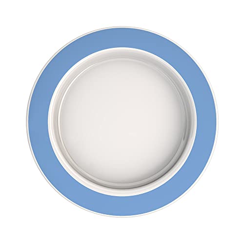 Großer Teller mit Kipp-Trick (Rand hellblau)