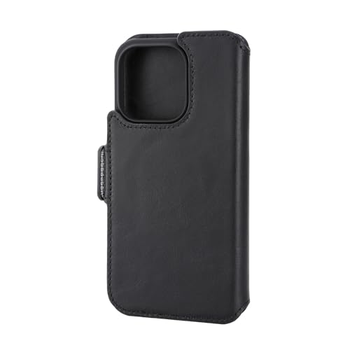 KAVAJ Tasche für iPhone 15 Pro Phoenix Schwarz Leder Handyhülle Klapphülle