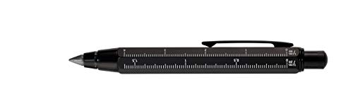 TROIKA ZIMMERMANN 5,6 BLEISTIFT- PEN56/BK -Fallminen-Stift (5,6 mm HB-Mine) - Zentimeter-/Zoll-Lineal - 1:20m/1:50 m Skala - Anspitzer - Messing - lackiert - schwarz - das Original von TROIKA