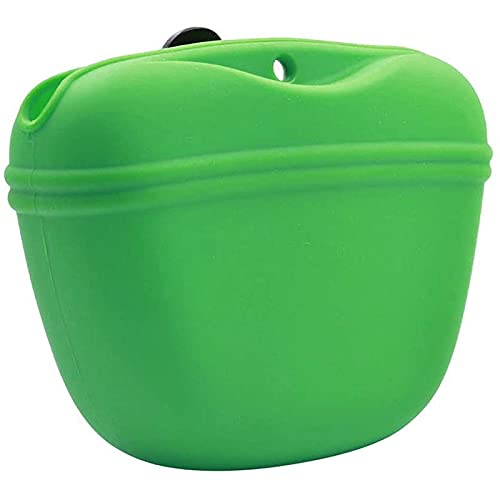 Baodaner Leckerli-Tasche für Leckerlis, aus Silikon, für Hundetraining, tragbar, mit Magnetverschluss, Taillenclip (3 Stück, grün)
