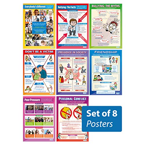 Daydream Education PSE-Poster „Social Education Posters“ (englische Version), 8 Stück, Glanzpapier, 850 x 594 mm (A1), PSE-Klassenzimmer-Poster, Bildungstabellen