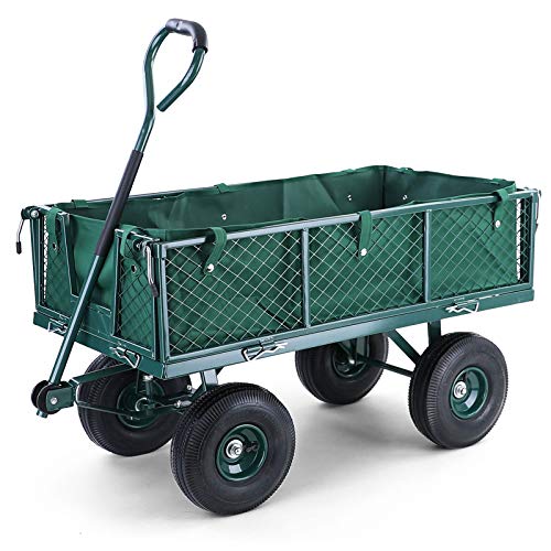 RAMROXX Transportwagen Gartenwagen Gerätewagen Handwagen mit Luftbereifung XL 300 KG