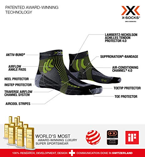 X-Bionic Retina Socken, B035 Black Melange/Effektor Green, 35-38
