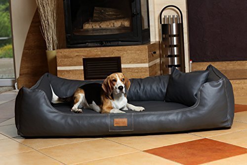 tierlando Maddox Ortho VISCO Hundebett Kunstleder Hundesofa S M L XL XXL 70cm - 150cm Größe: MO6-LL 150cm | Farbe: 02 Graphit