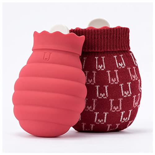 Mini-Wärmflasche aus Silikon, Wärmflasche, warmer Palast-Handwärmer, tragbar, explosionsgeschützt, Plüsch, warm, Baby, Studenten, Wasser, warme Wassertasche, Größe: A Pink S (Größe: B Re