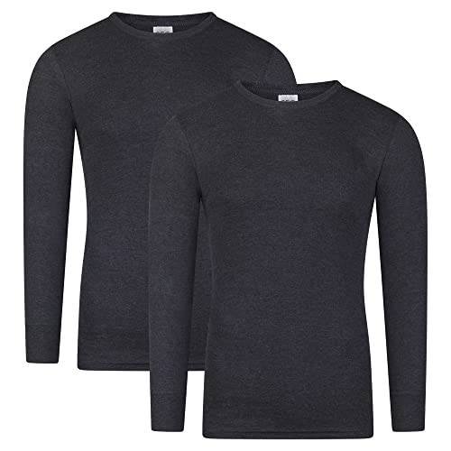 SES Herren Unterhemd Langarm Shirt 2er Pack aus 100% Baumwolle, grau meliert (M)