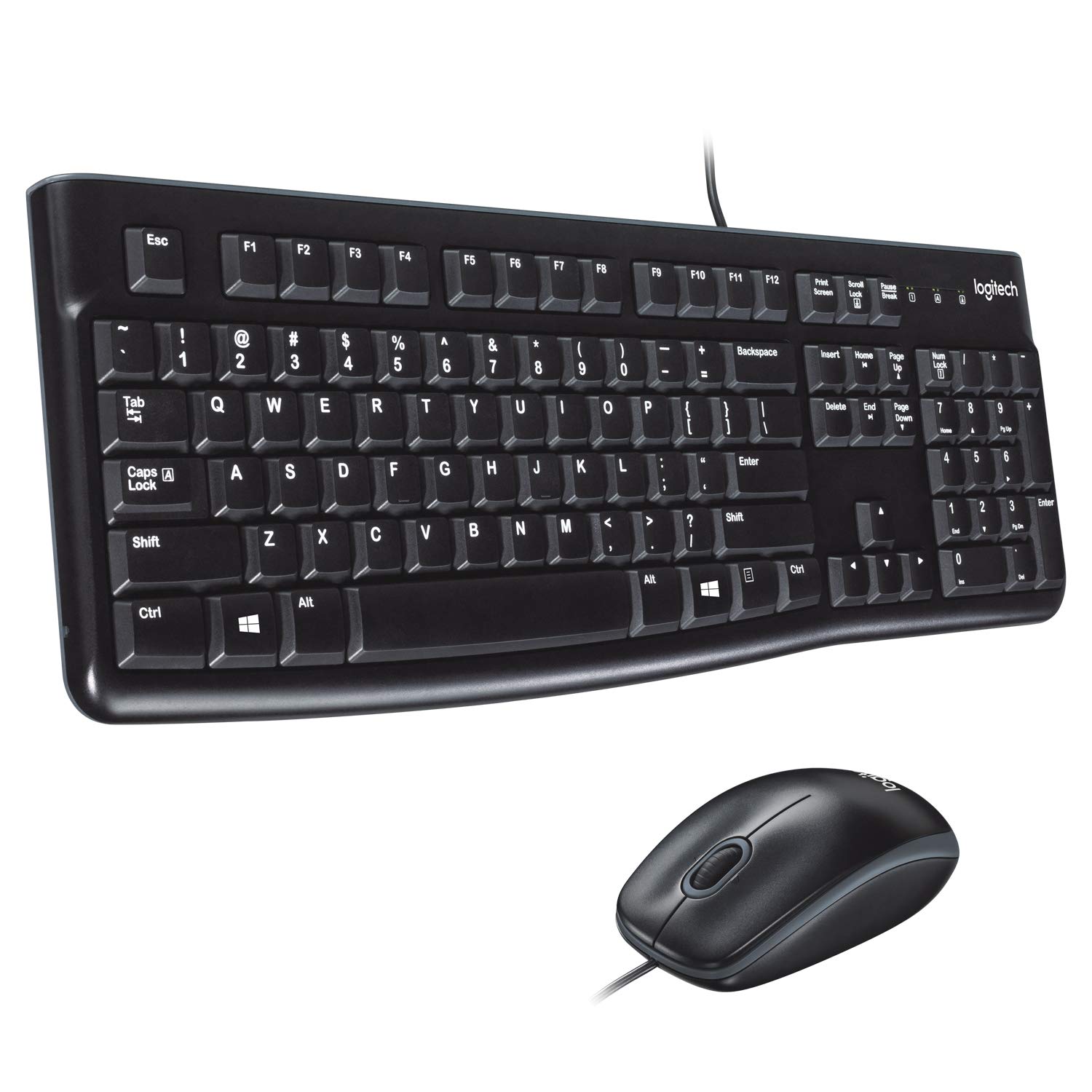 Logitech MK120 Kabelgebundenes Set mit Tastatur und Maus für Windows, Skandinavisches QWERTY-Layout - Schwarz