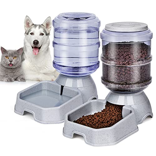 QLING Futterspender für Haustiere und Wasser, automatischer Hunde, Katzen, 100% BPA-frei, nachfüllbar, leicht zu reinigen, ideal kleine große Haustiere, Welpen, Kätzchen, Kaninchen