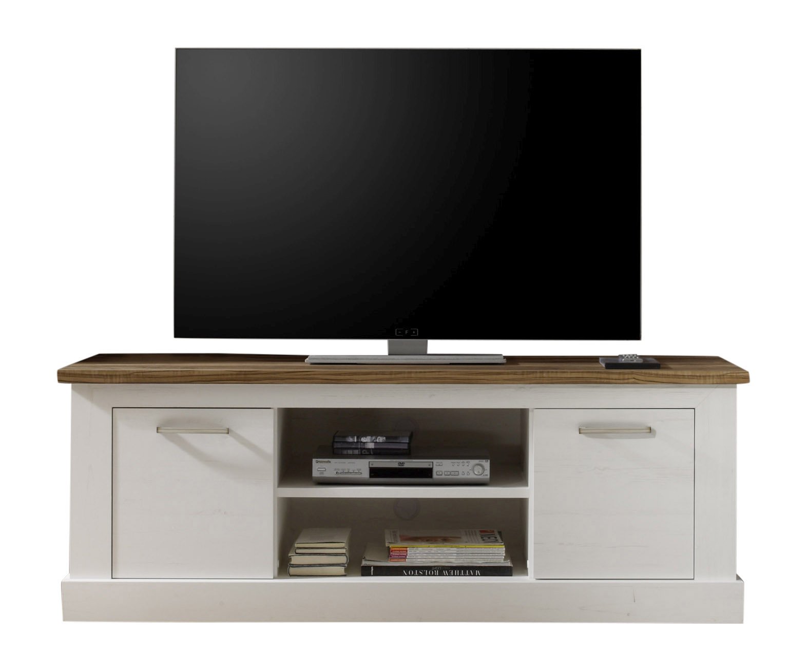 trendteam smart living - Lowboard Fernsehtisch TV-Unterschrank - Wohnzimmer - Toronto - Aufbaumaß (BxHxT) 160 x 60 x 52 cm - Farbe Pinie Weiß mit Nussbaum Satin - 149131861