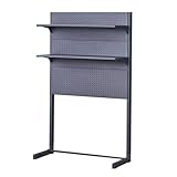 XRRJFYH Freistehender Pegboard, Werkzeugwand Metall, Lochplatte Schreibtisch, Lochwand Büro, Regale Höhenverstellbar, Großes Werkzeugregal Werkstattwand (Color : Negro, Size : 92 * 165cm/36.2 * 65in)