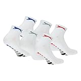 Slazenger 6 Paar Herren Quarter Socken, Höhe über dem Knöchel, Frottee-Innensohle, ausgezeichnete Qualität aus gekämmter Baumwolle (Weiß, 43-46)