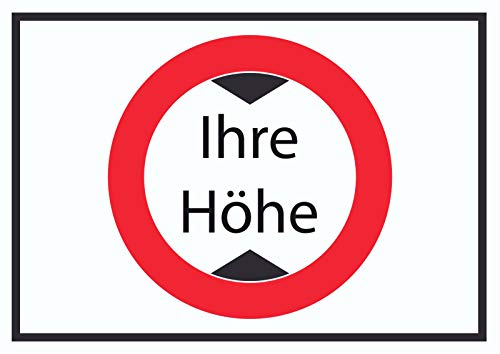 HB-Druck Durchfahrtshöhe Schild mit Ihrer Wunschhöhe Symbol A2 Rückseite selbstklebend