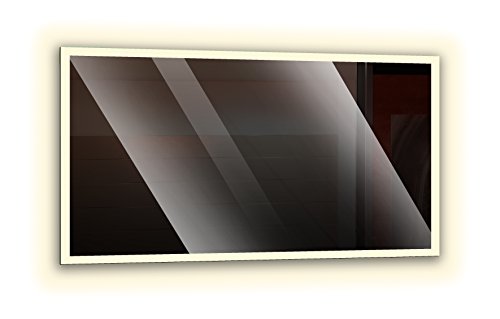 Ramix Badspiegel mit LED - Beleuchtung, Wandspiegel, Badezimmerspiegel - rundherum beleuchtet durch satinierte Lichtflächen, Farbe: Weiß - Neutralweiß, Größe: Breite 50 cm x Höhe 40 cm