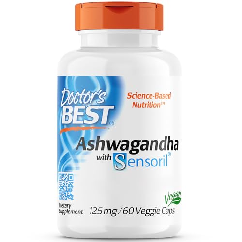 Doctor's Best, Ashwagandha with Sensoril®, 125mg, 60 vegane Kapseln, Laborgeprüft, Glutenfrei, Sojafrei, Vegetarisch, ohne Gentechnik