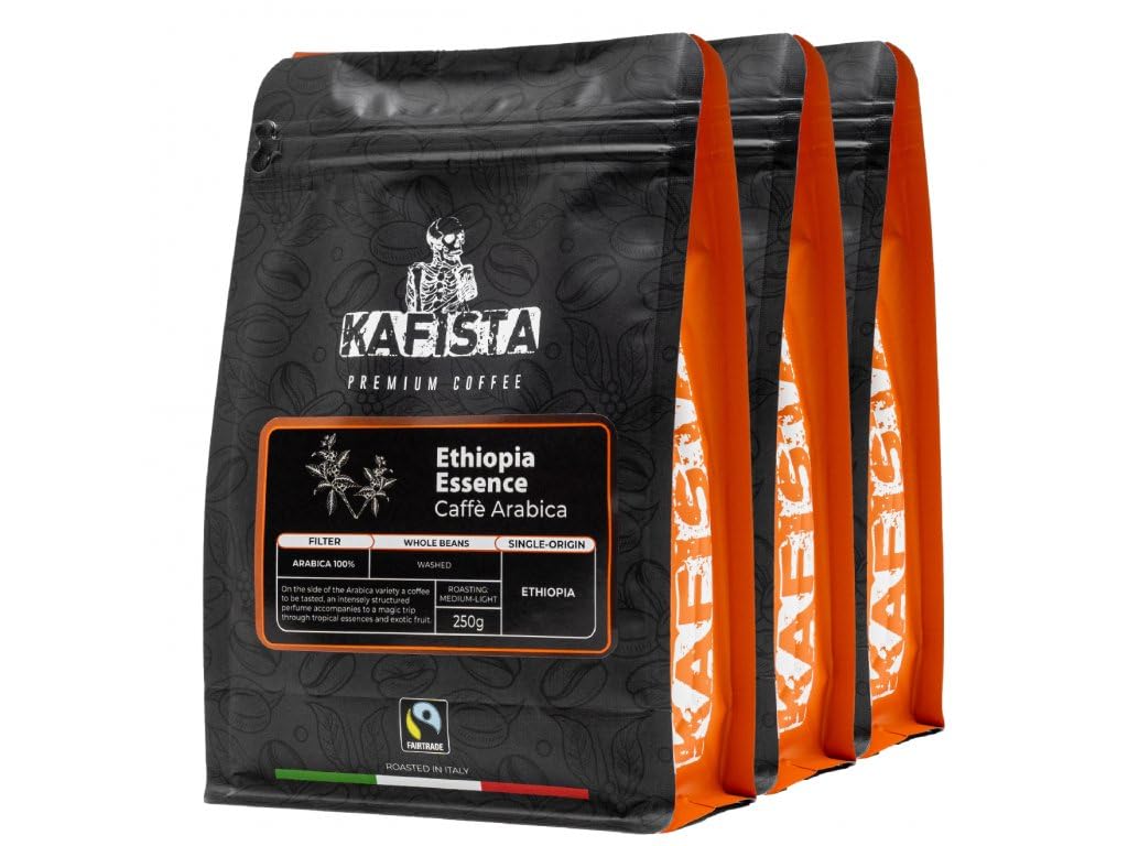 Kafista Premium Kaffee - Kaffeebohnen für Kaffeevollautomat und Espressomaschine aus Italien - Fairtrade - Spitzenkaffee - Barista Qualität (Ethiopia Essence, 3x250g)