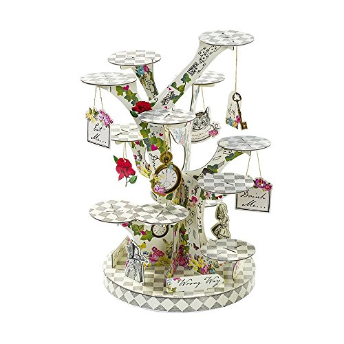 Talking Tables Alice in Wonderland Cupcake Stand Centrepiece Mad Hatter Tea Party, Paper, Mixed Colours, Height 59cm, 23"