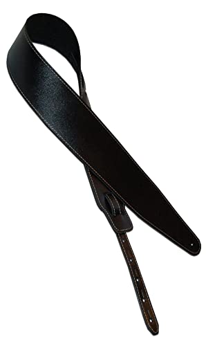Shaman CJ Ledergurt für E-Gitarre und E-Bass (verstellbar von 125 cm bis 155 cm, Breite: 7,6 cm, heimisches Leder) schwarz/weiße Naht
