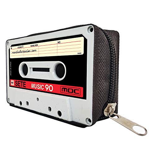 MANCHA DE CREACIÓN - Kassetten Brieftasche, Portemonnaie, Geldbörse mit Audiokassette, brauner Reißverschluss, Originelles Design, Retro, Vintage, für Frauen und Männer