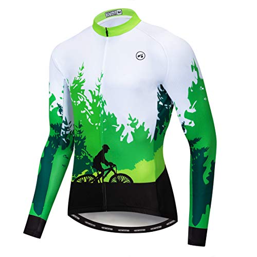 Radfahren Langarmtrikot Herren-Radsportbekleidung Fahrradtrikot Top Mountain Road MTB-Jersey-Shirt Atmungsaktives Team Sport tragen Schwarz Grün Größe XL