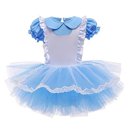 Lito Angels Abenteuer im Wunderland Ballerina Kostüm Balletttrikot mit Tutu Kleid für Kinder Mädchen, Fancy Dance Wear Outfit Alter 7-8 Jahre, Blau