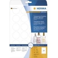 HERMA - Selbstklebende Folienetiketten - durchsichtig - 40 mm rund 600 Etikett(en) (25 Bogen x 24) (8023)