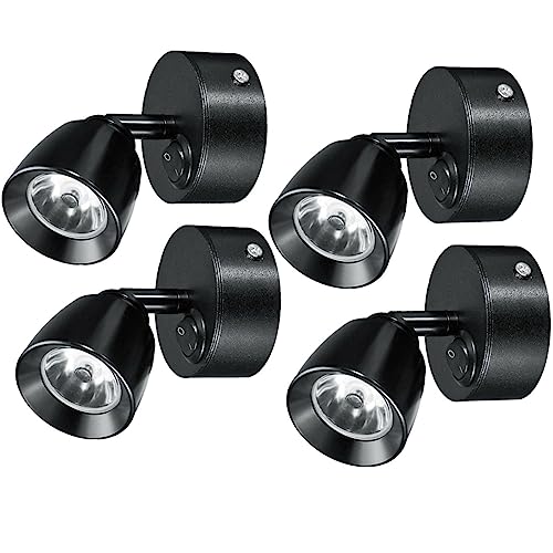Etomvoop 12V LED-Spot-Leselampen, Wohnwagen-Innenbeleuchtung, EIN/AUS-Schalter, Nachtwandlampen für T4, T5, T6, Wohnmobil, Boot, Yartch, LKW (Schwarz-2-4Stück)
