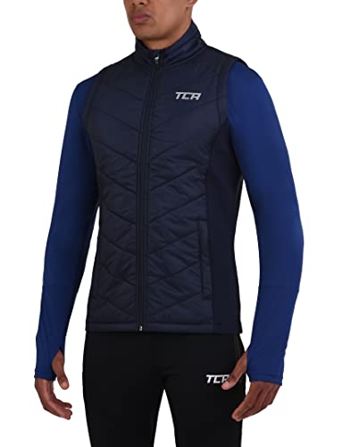 TCA Herren Excel Runner Leichte und gepolsterte Weste mit Reißverschlusstaschen - Navy Blazer (Marineblau), XL