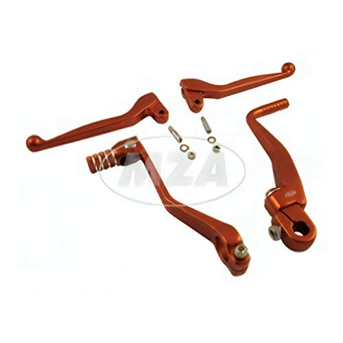 SET Styling-Set Anbauteile (bestehend aus Brems-/Kupplungshebel und Kickstart-/Fußschalthebel, + Schrauben) Farbe orange