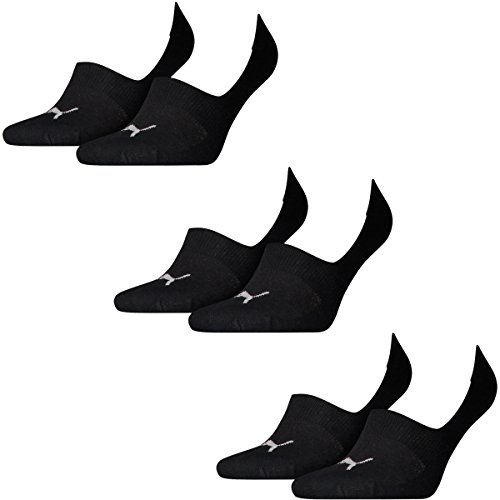 PUMA Unisex Invisible Footie Sport Socken Sportsocken 4er Pack (43-46, Black)
