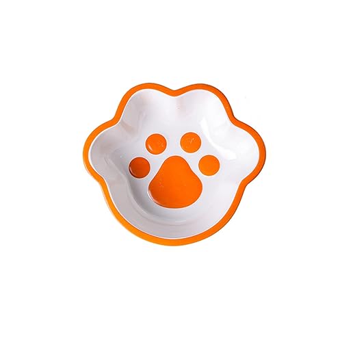 Futternapf für Katzen, Keramik, niedliche Pfotenform Keramik-Katzenschüssel (Color : Orange)