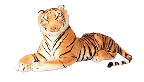 Geschenkestadl Brauner Tiger XXL Plüschtier 1,10 m Kuscheltier Softtier Stofftier