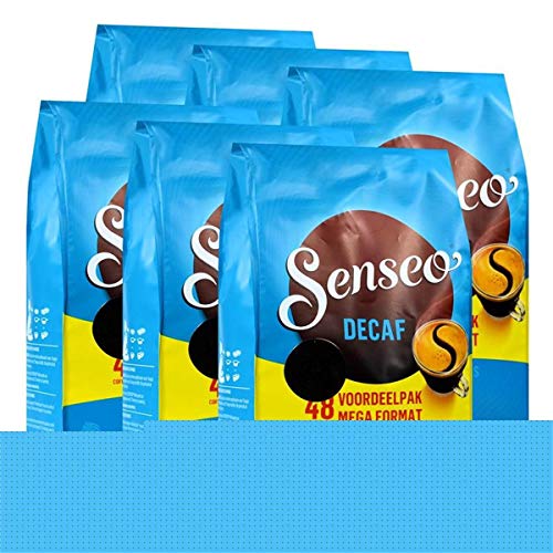 Senseo Kaffeepads Décafé / Entkoffeiniert, Reiches Aroma, Intensiv & Ausgewogen, Kaffee, neues Design, 6er Pack, 6 x 48 Pads
