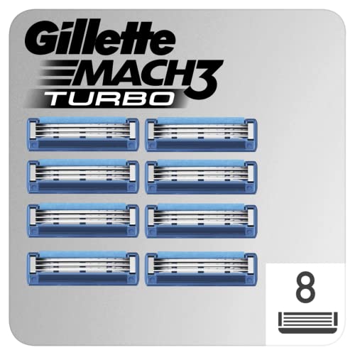 Gillette Mach3 Turbo-Ersatzklinge für Herrenrasierer, entworfen mit Präzisionsschnittstahl, für eine lange Lebensdauer von 15 Rasierern mit Blatt 8
