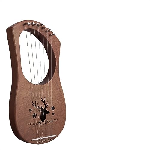 WowZza Lyra Harp Heptachord 10-Saitiges Harfentragbares Musikalisches Einsteiger-Harfeninstrument Aus Holz/7-Ton-Vintage-Rentier