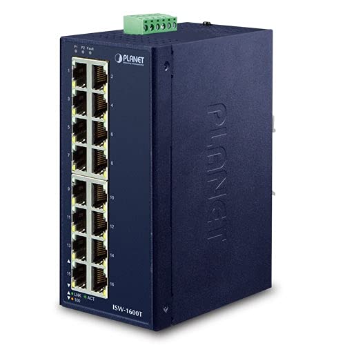 Planet IP30 Industrial 16-Port 10/100TX Ethernet Switch, ISW-1600T (10/100TX Ethernet Switch)