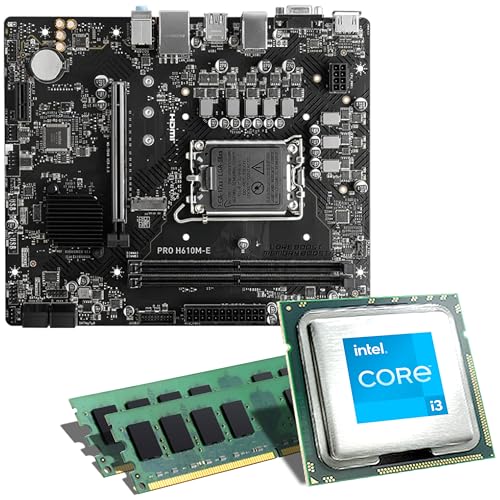 Mainboard Bundle | Intel Core i3-14100, 4X 3500 MHz, 16 GB DDR5-RAM, Biostar H610MH D5 DDR5, 1x M.2 Port, PCIe 4.0 x16, USB 3.2 Gen1 | Tuning Kit | CSL PC Aufrüstkit